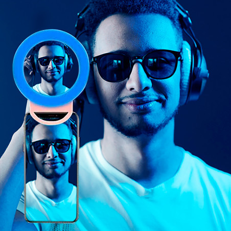 Anello Selfie Luminoso Smartphone con Pinza Flash LED RGB Ring Light Portatile