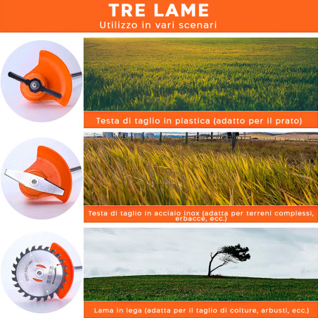 Decespugliatore Cordless Doppia Batteria 36W Tagliaerba 18000 G/min Giardinaggio