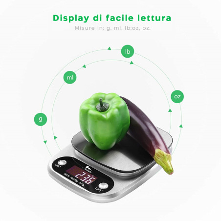 Bilancia Cucina Digitale 10Kg Alimenti Elettronica Display LCD Professionale