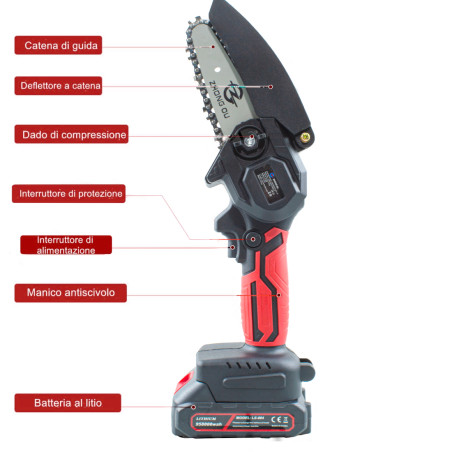 Mini Motosega Doppia Batteria 48V Cordless 6 Pollici Senza Fili  Valigetta