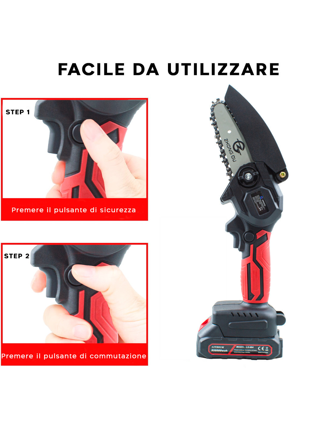 Sega Ad Asta A Batteria 2 In 1 - Motosega Mini 6 Pollici Brushless - Telescopica Fino A 5,9 Piedi (11,9 Con Operatore) - 2 Batterie