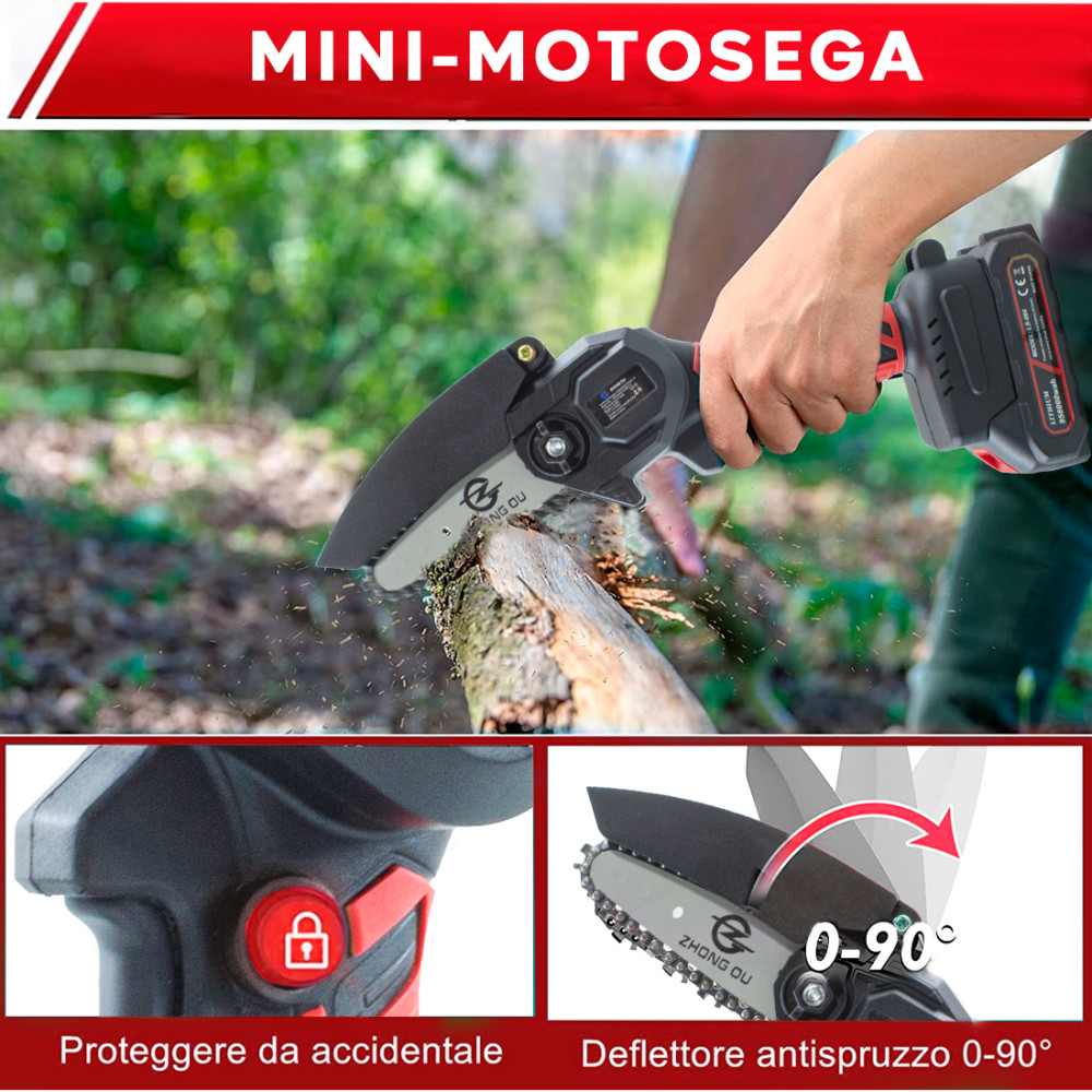 Mini Motosega Doppia Batteria 48V Cordless 6...