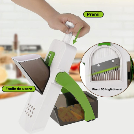 Mandolina da Cucina Affettaverdure Patate Manuale Multifunzione Lame in Acciaio