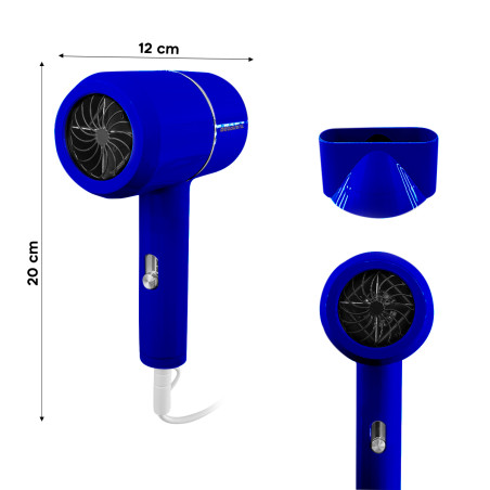Mini Asciugacapelli da Viaggio 1000W 12x20 cm Phon Silenzioso 3 Temperature