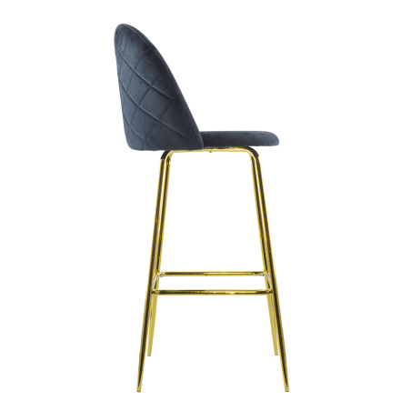 Sgabello in Velluto GRETA Struttura Color Oro con Schienale e Poggiapiedi