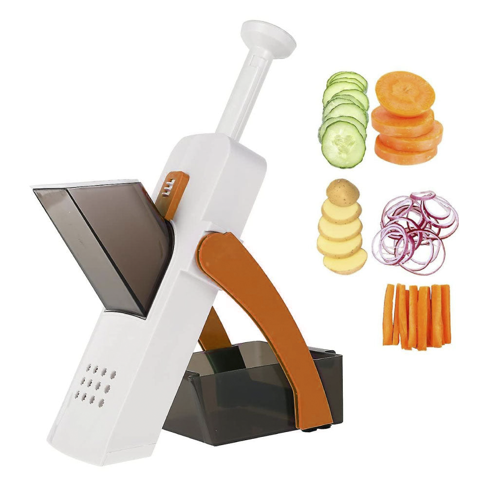 Mandolina da Cucina Affettaverdure Patate Manuale Multifunzione Lame in Acciaio Arancione