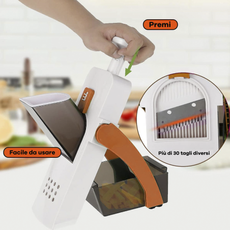 Mandolina da Cucina Affettaverdure Patate Manuale Multifunzione Lame in Acciaio