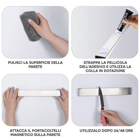 Portacoltelli Magnetico da Parete 40cm in Acciaio Inox Barra Magnetica da Cucina