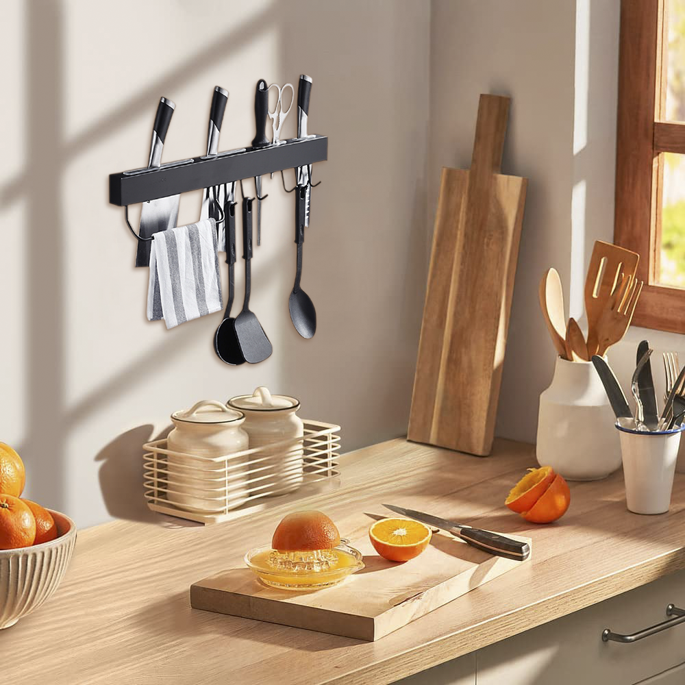 Portacoltelli da Parete 40cm Acciaio Nero...