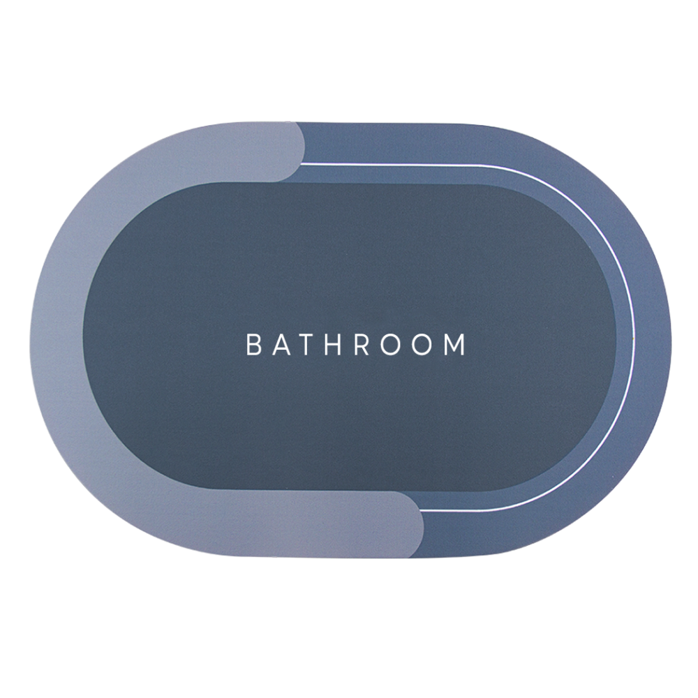 Image of Tappetino Bagno Antiscivolo Ovale 43x67cm in Microfibra Assorbente per Doccia Grigio scuro