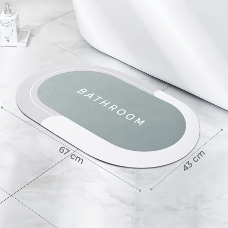 Tappetino Bagno Antiscivolo Ovale 43x67cm in Microfibra Assorbente per Doccia
