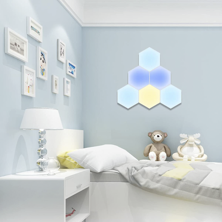 Luce LED Esagonali RGB 6pz Lampade Faretti Applique Da Parete con Telecomando