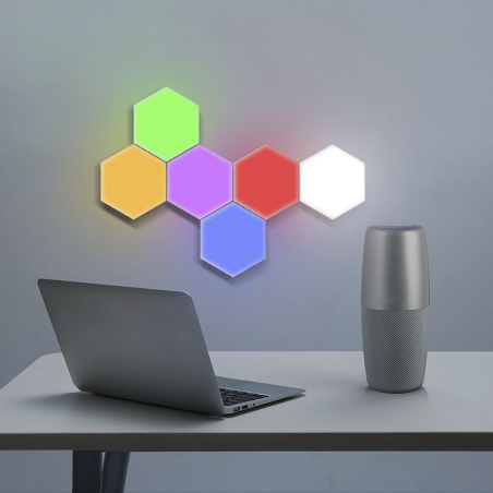 Luce LED Esagonali RGB 6pz Lampade Faretti Applique Da Parete con Telecomando