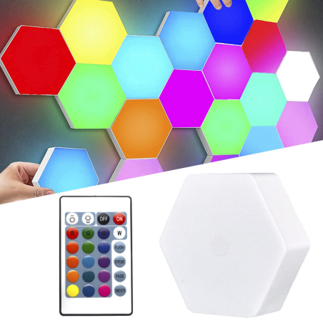 Luce LED Esagonali RGB 6pz Lampade Faretti Applique Da Parete con Telecomando