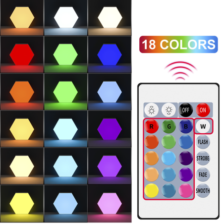 Luce LED Esagonali RGB 3pz Lampade Faretti Applique Da Parete con Telecomando