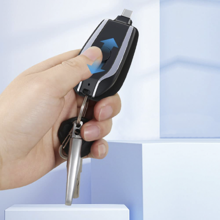 Portachiavi Powerbank 1500mAh Caricabatterie Emergenza Portatile Cavo USB-C