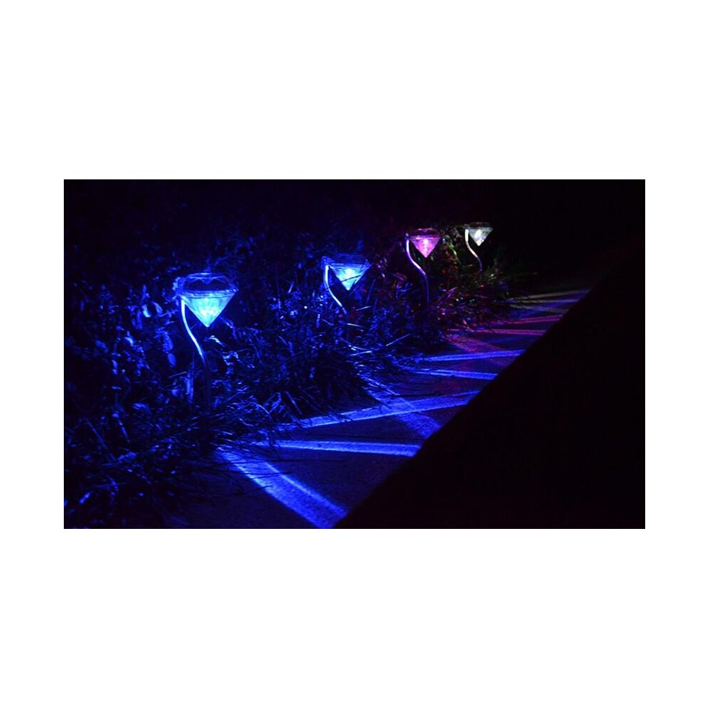 Lampada led rgb energia solare a forma di diamante segnapasso 