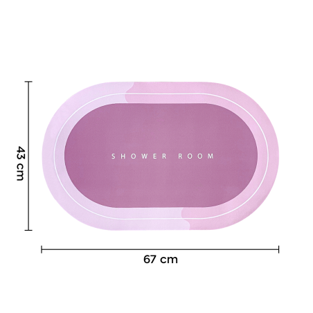 Tappetino Doccia Antiscivolo ROSA Ovale 43x67cm Microfibra Assorbente per Bagno