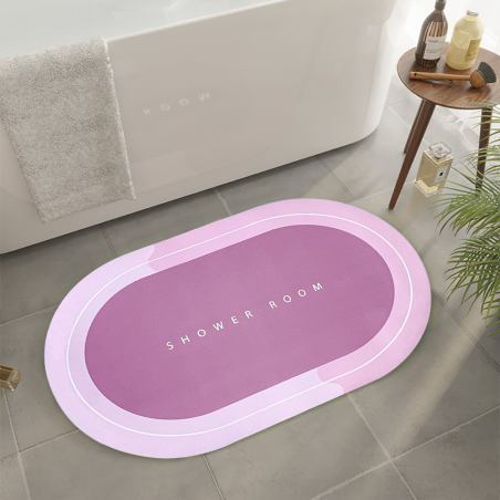 Tappetino Doccia Antiscivolo ROSA Ovale 43x67cm Microfibra Assorbente per Bagno