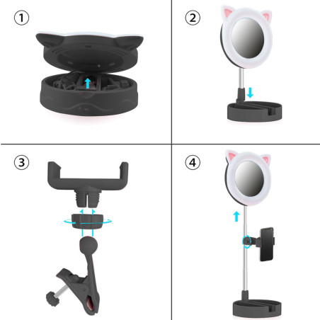 Specchio Luminoso per Smartphone con Luce LED ad Anello Multiuso Ring Light