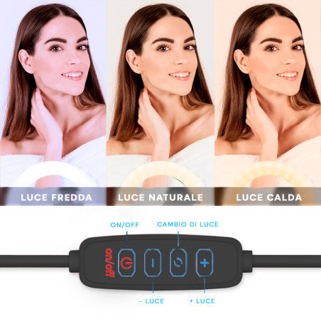 Specchio Luminoso per Smartphone con Luce LED ad Anello Multiuso Ring Light
