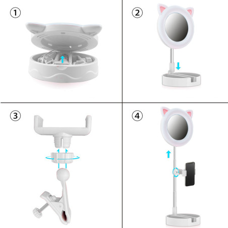 Specchio Luminoso per Smartphone con Luce LED ad Anello Multiuso Ring Light