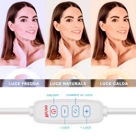 Specchio Luminoso per Smartphone con Luce LED ad Anello Multiuso Ring Light