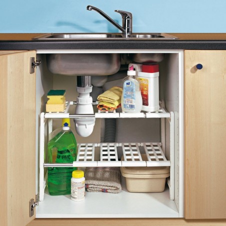 Scaffarle a 2 piani organizzatore modulare estesibile sotto lavello e mobili