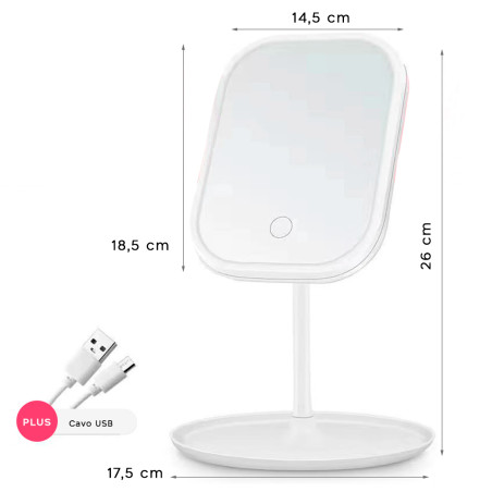 Specchio Cosmetico Illuminato Luce LED Touch per Trucco da Tavolo Ricaricabile