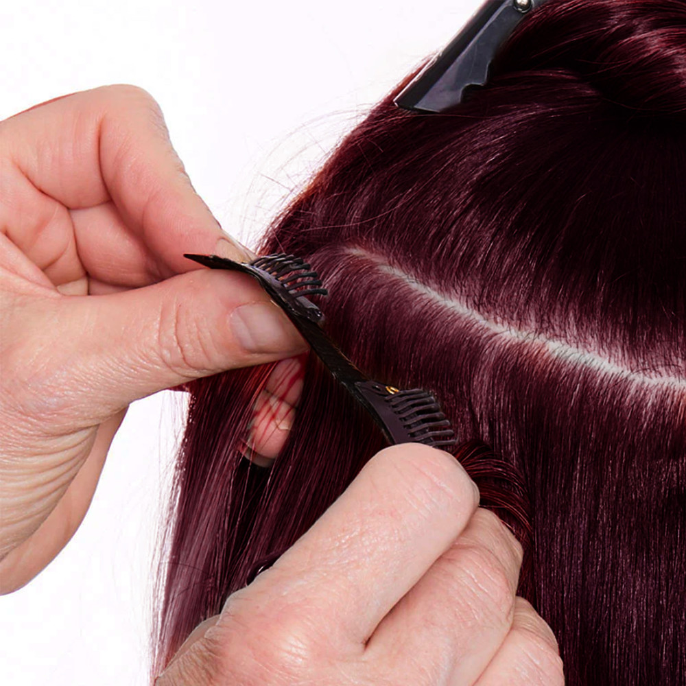 Extension 4 Clips Rosso Mogano Mossi Lunghi...