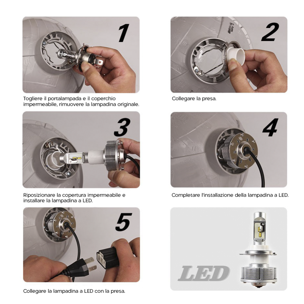 Coppia 2 Lampadine M9 Fari H4 LED Auto e Moto...