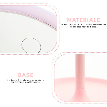 Specchio Cosmetico Illuminato Luce LED Touch per Trucco da Tavolo Ricaricabile