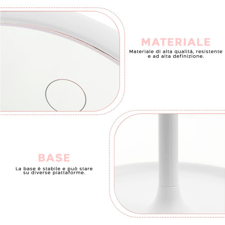 Specchio Cosmetico Illuminato Luce LED Touch per Trucco da Tavolo Ricaricabile