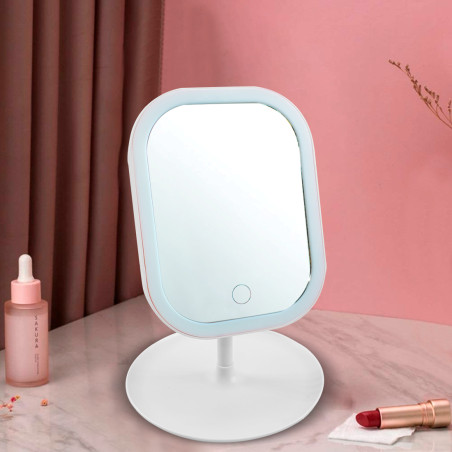 Specchio Cosmetico Illuminato Luce LED Touch per Trucco da Tavolo Ricaricabile