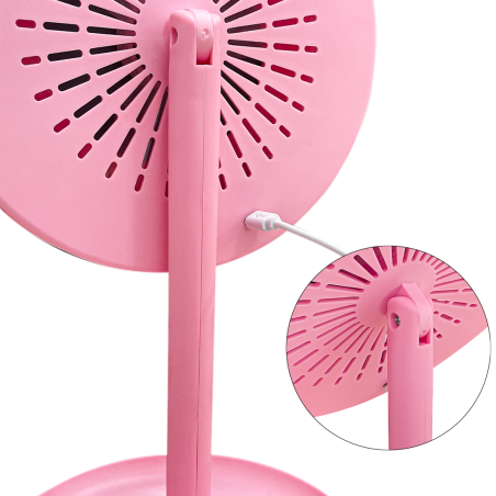 Specchio Cosmetico da Tavolo Luce LED Make Up con Ventilazione Ricaricabile USB