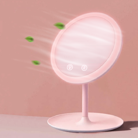 Specchio Cosmetico da Tavolo Luce LED Make Up con Ventilazione Ricaricabile USB