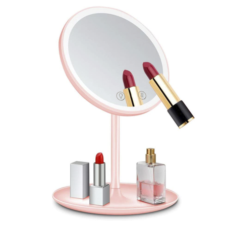 Specchio Cosmetico da Tavolo Luce LED Make Up con Ventilazione Ricaricabile USB