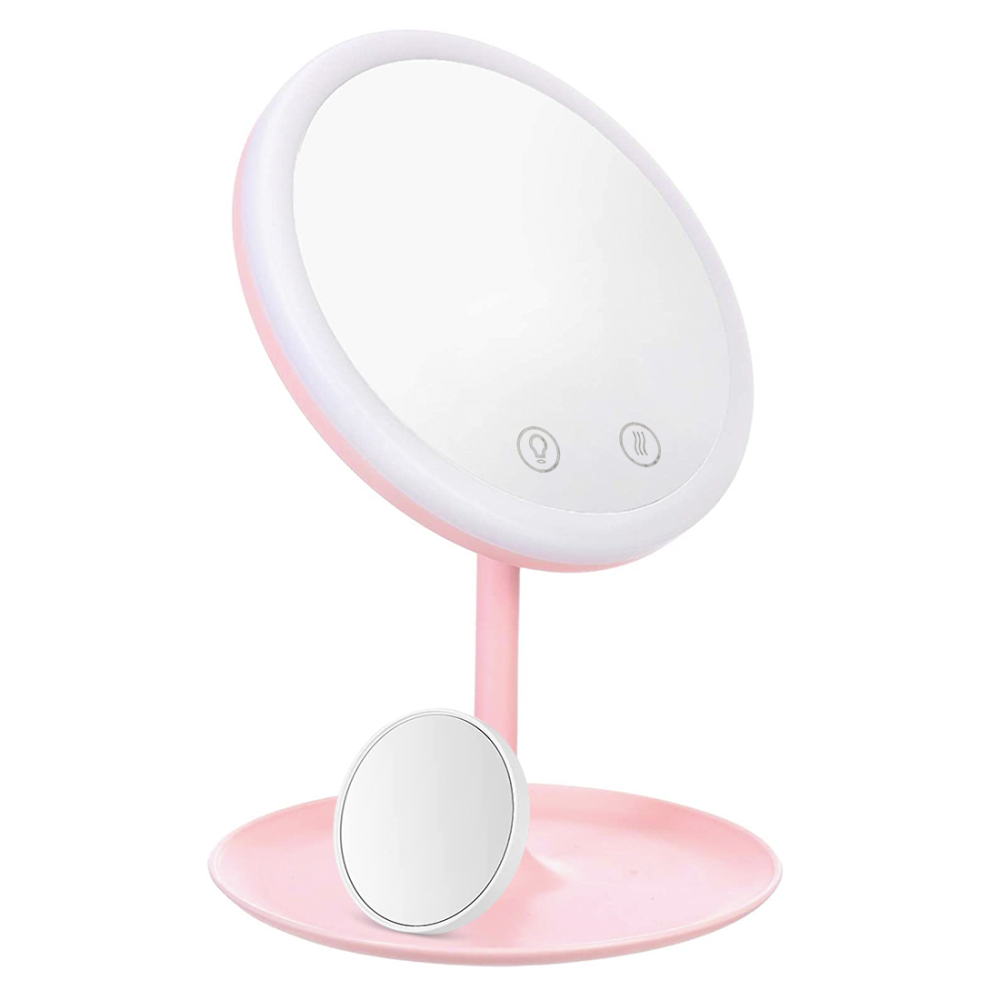 Specchio Cosmetico da Tavolo Luce LED Make Up con Ventilazione Ricaricabile USB