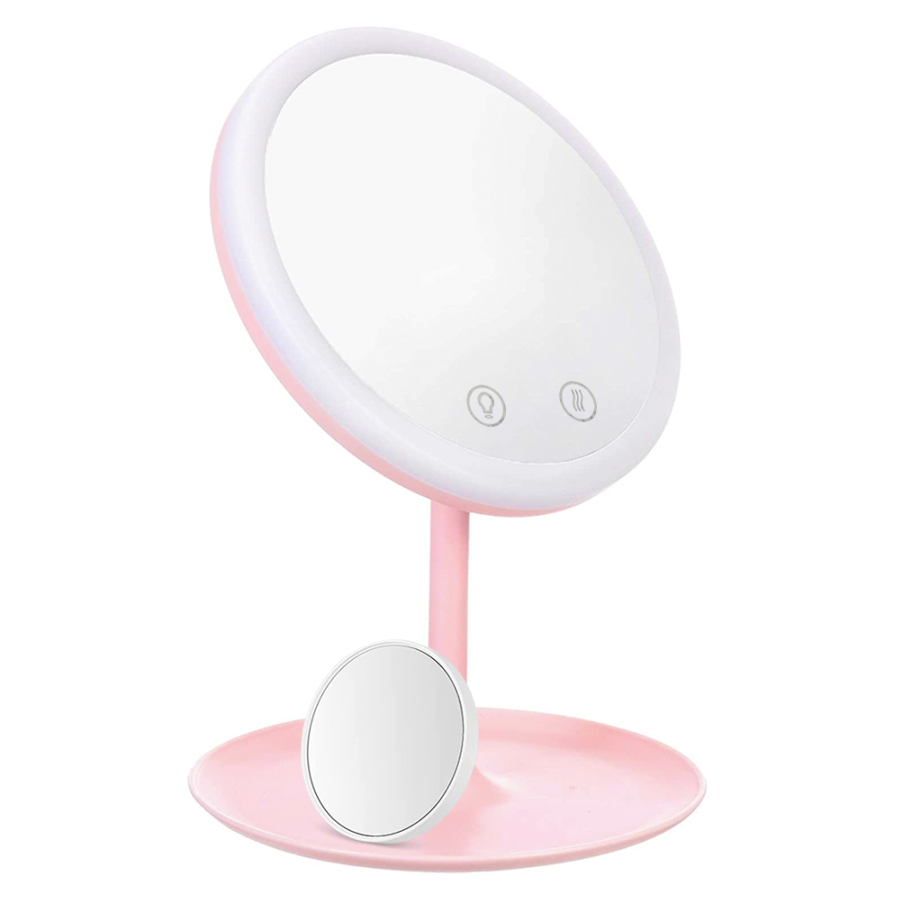 Specchio Cosmetico da Tavolo Luce LED Make Up con Ventilazione Ricaricabile  USB