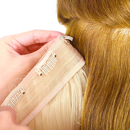 Extension 4 Clips Biondo Chiaro Mossi Lunghi 50cm Banda Capelli Finti Sintetica