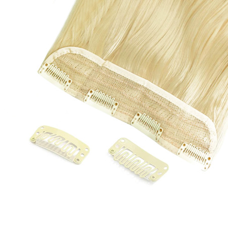 Extension 4 Clips Biondo Chiaro Mossi Lunghi 50cm Banda Capelli Finti Sintetica