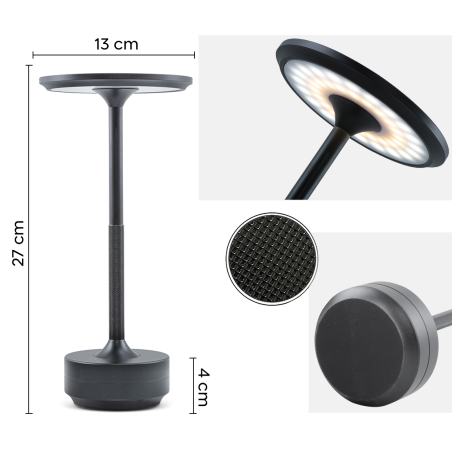 Lampada da Tavolo 5W Ricaricabile Touch Control LED Dimmerabile Design Alluminio