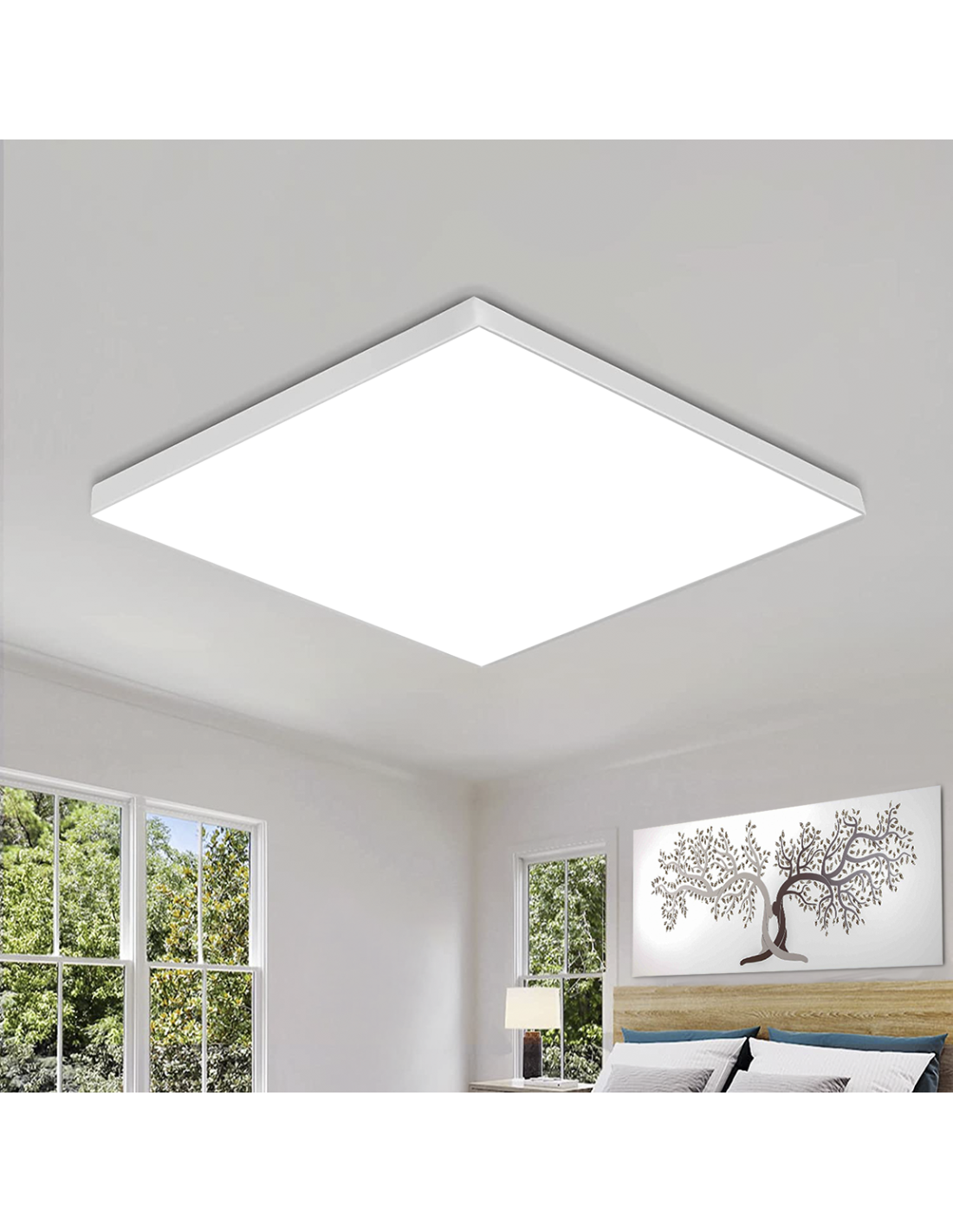 Plafoniera LED Quadrata Da Soffitto 18W 1500lm 3000K, Bianco, Con Driver Integrato, Per Interni (Cucina, Corridoio, Garage)