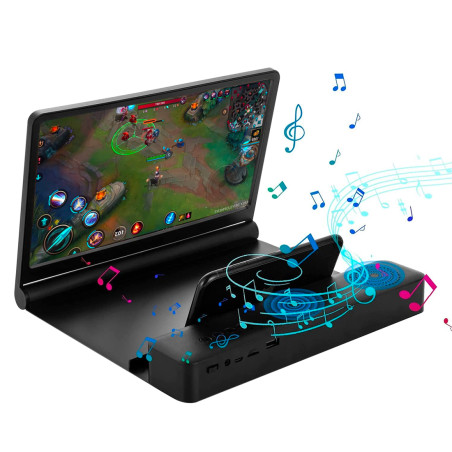 Lente Ingrandimento 3D Amplificatore Audio e Video per Smartphone con Supporto