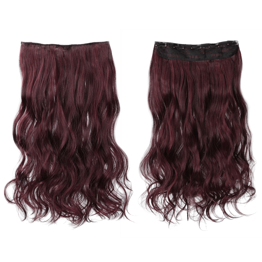 Extension 4 Clips Rosso Mogano Mossi Lunghi 50cm Banda Capelli Finti Sintetica