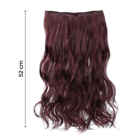 Extension 4 Clips Rosso Mogano Mossi Lunghi 50cm Banda Capelli Finti Sintetica