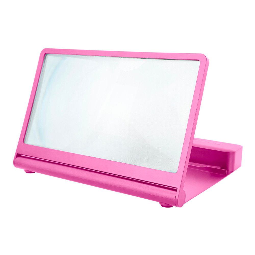 Lente Ingrandimento 3D Amplificatore Audio e Video per Smartphone con Supporto Rosa