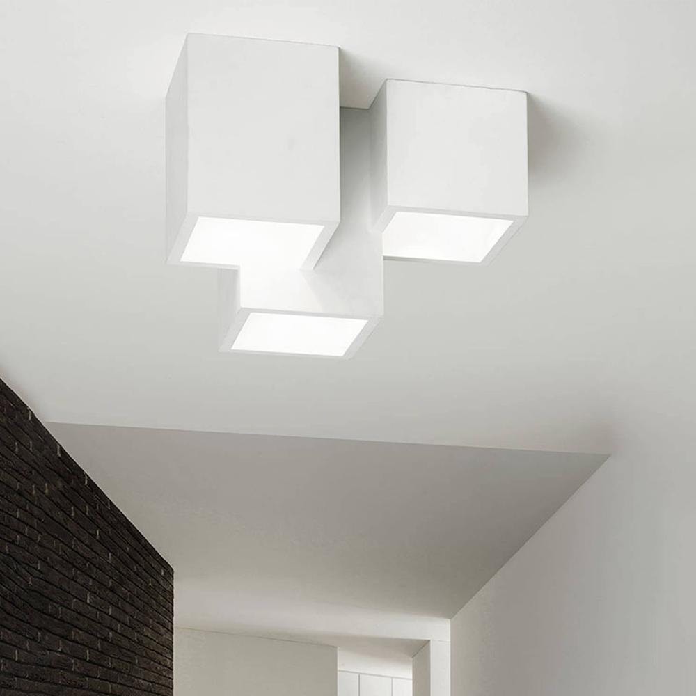 Applique in Gesso Plafoniere a Forma di Cubo...