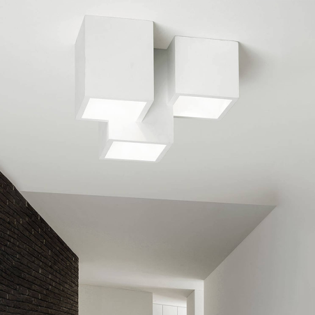 Applique in Gesso Plafoniere a Forma di Cubo GS-5028 Attacco GU10 Verniciabile