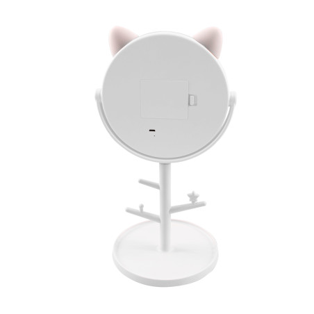 Specchio Make Up Cosmetico Luce LED da Tavolo con Porta Gioielli Ricaricabile